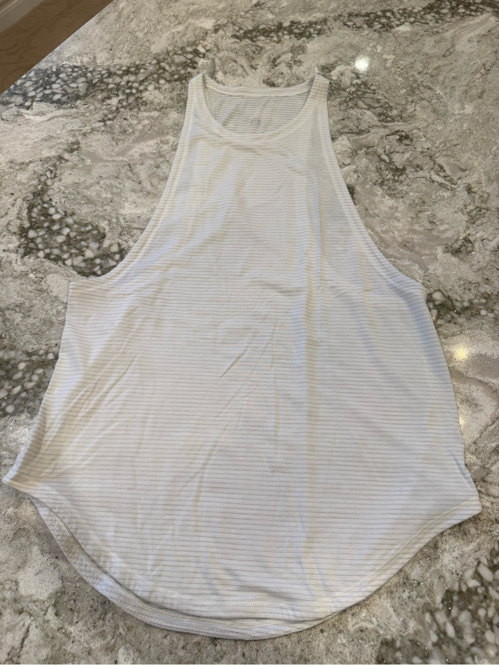 lululemon athletica White Striped Muscle Tank Top